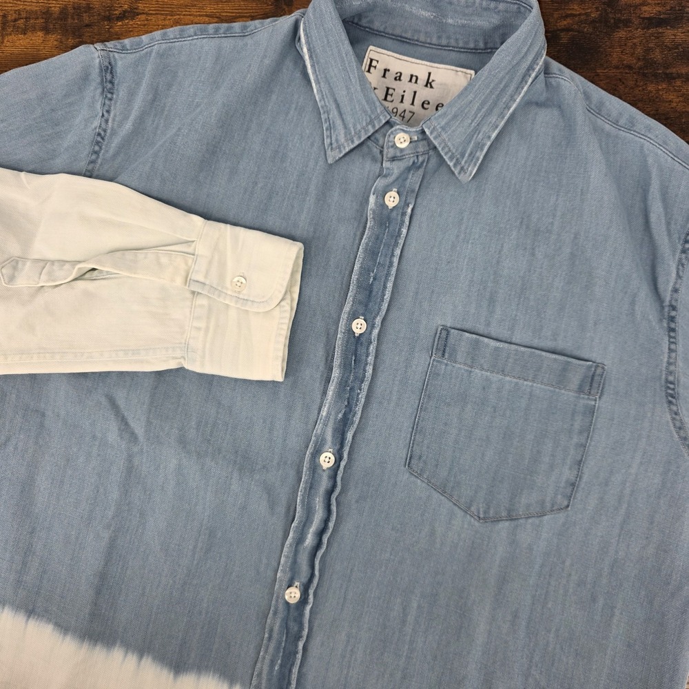 Frank‎ & Eileen Long Sleeve Button Up Blue Ombre Distressed Denim Shirt XS